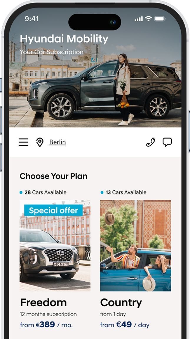 Pavel Fess UI/UX Design by Noixlab Studio Hyundai Mobility Car Subscription service